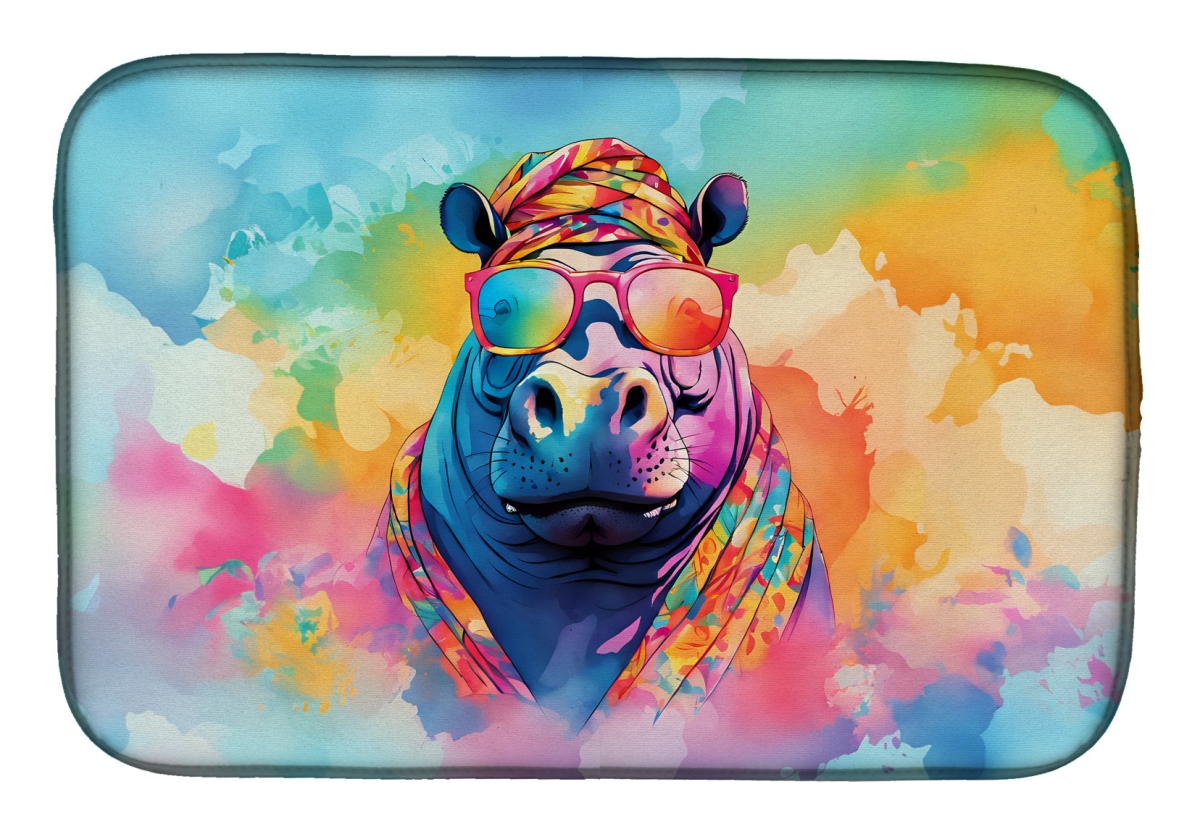 DAC3994DDM 21 x 14 in.  Hippie Animal Hippopotamus Dish Drying Mat