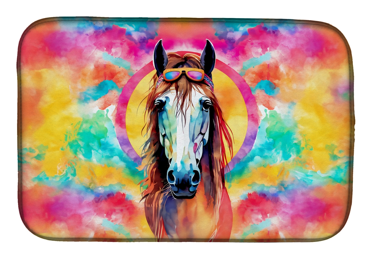 DAC3997DDM 21 x 14 in.  Hippie Animal Horse Dish Drying Mat