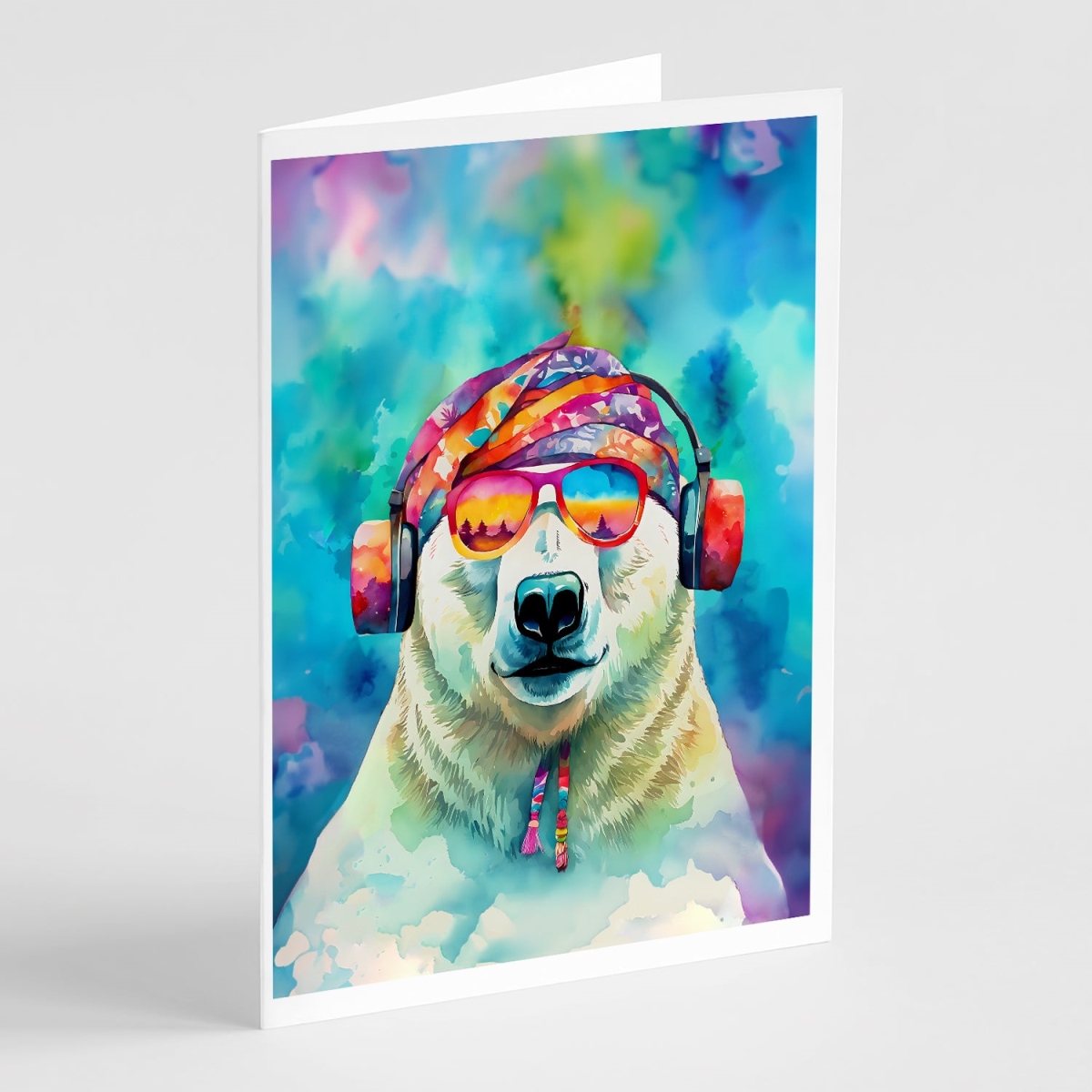 DAC4028GCA7P 5 x 7 in. Unisex Hippie Animal Polar Bear Greeting Cards - Pack of 8 -  Carolines Treasures