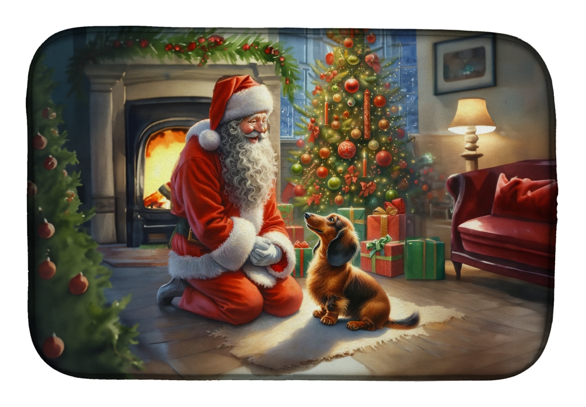 DAC4100DDM 21 x 14 in.  Dachshund & Santa Claus Dish Drying Mat