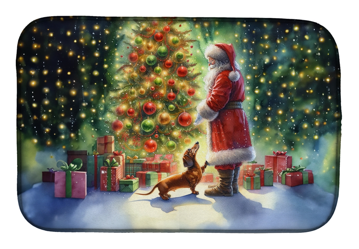Picture of Carolines Treasures DAC4101DDM 21 x 14 in.  Dachshund &amp; Santa Claus Dish Drying Mat
