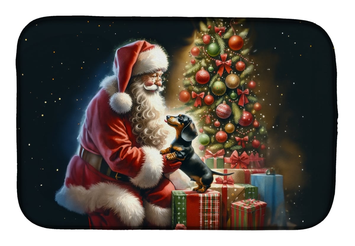 Picture of Carolines Treasures DAC4102DDM 21 x 14 in.  Dachshund &amp; Santa Claus Dish Drying Mat