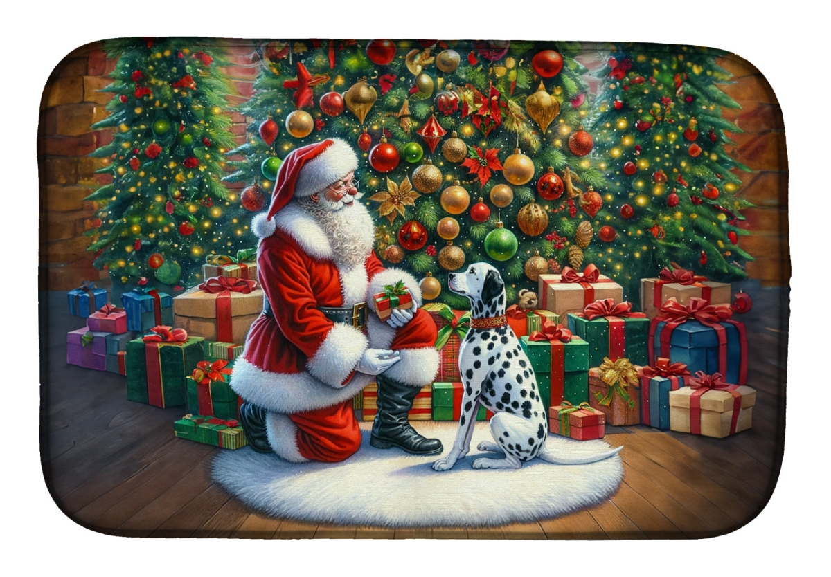 Picture of Carolines Treasures DAC4103DDM 21 x 14 in.  Dalmatian &amp; Santa Claus Dish Drying Mat