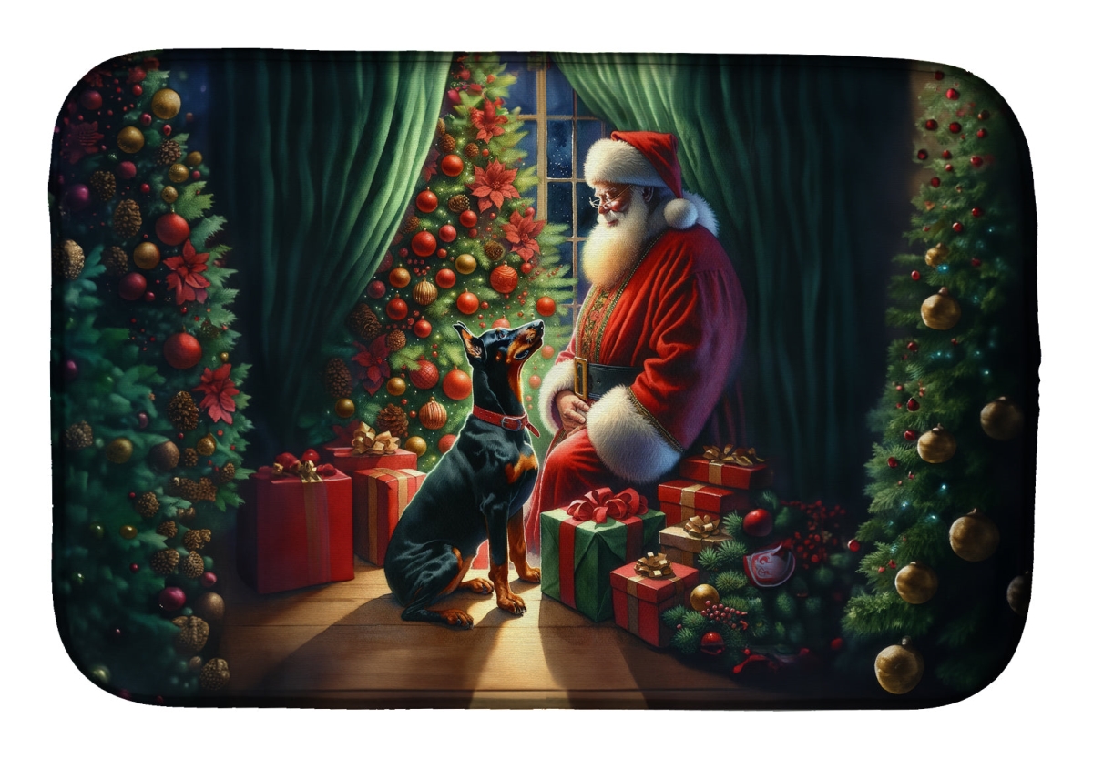 Picture of Carolines Treasures DAC4105DDM 21 x 14 in. Unisex Doberman Pinscher & Santa Claus Dish Drying Mat