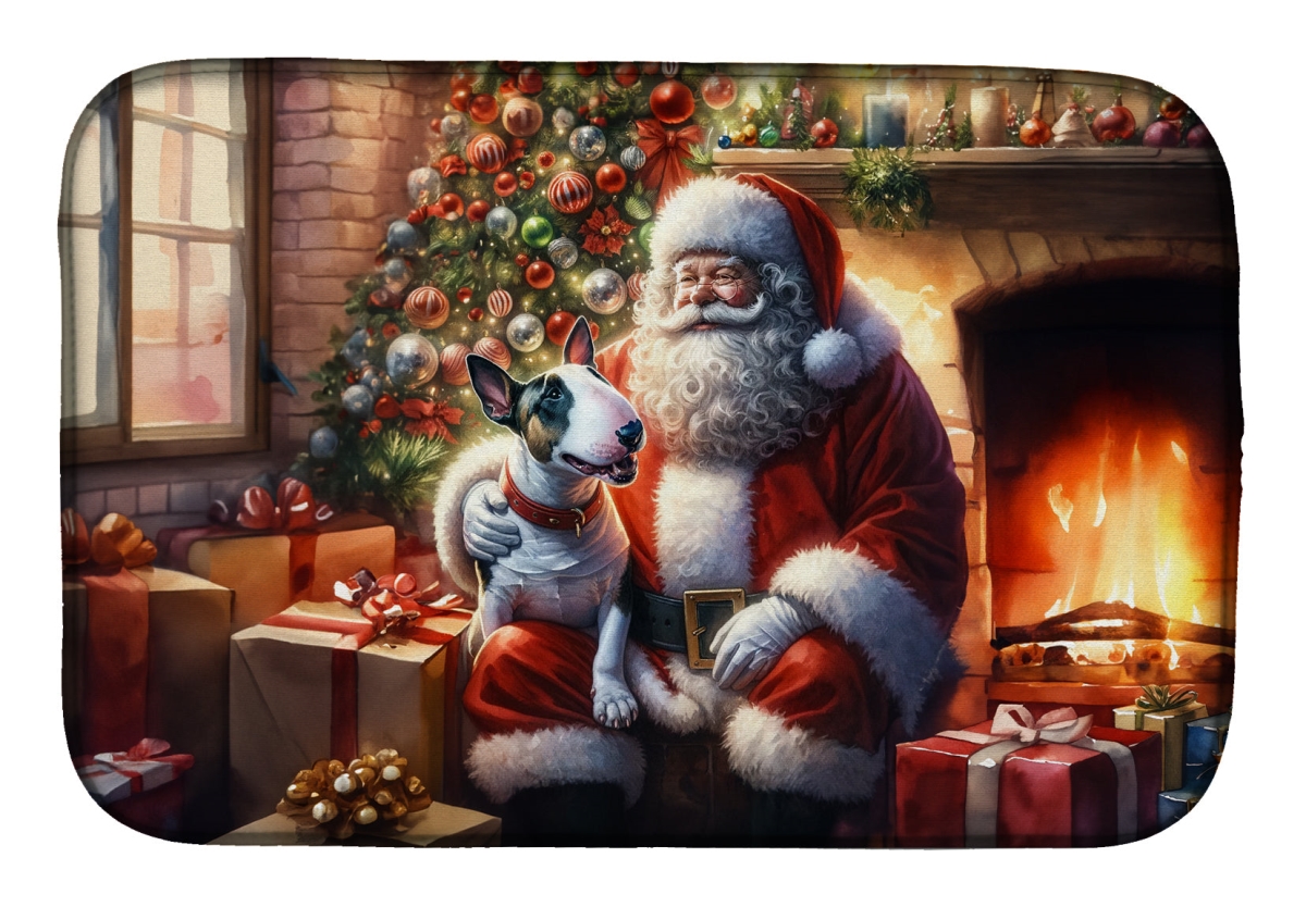 Picture of Carolines Treasures DAC4106DDM 21 x 14 in. Unisex English Bull Terrier & Santa Claus Dish Drying Mat