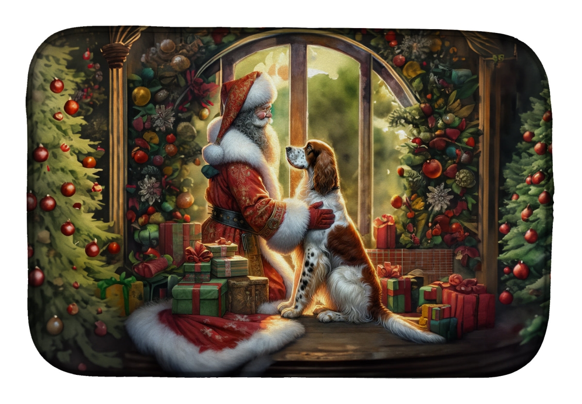 Picture of Carolines Treasures DAC4107DDM 21 x 14 in. Unisex English Setter & Santa Claus Dish Drying Mat