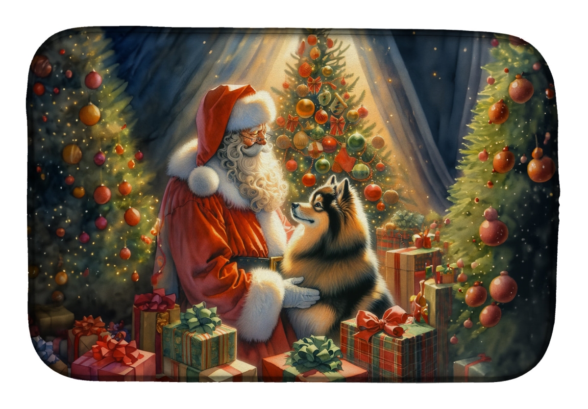 Picture of Carolines Treasures DAC4109DDM 21 x 14 in. Unisex Finnish Spitz & Santa Claus Dish Drying Mat