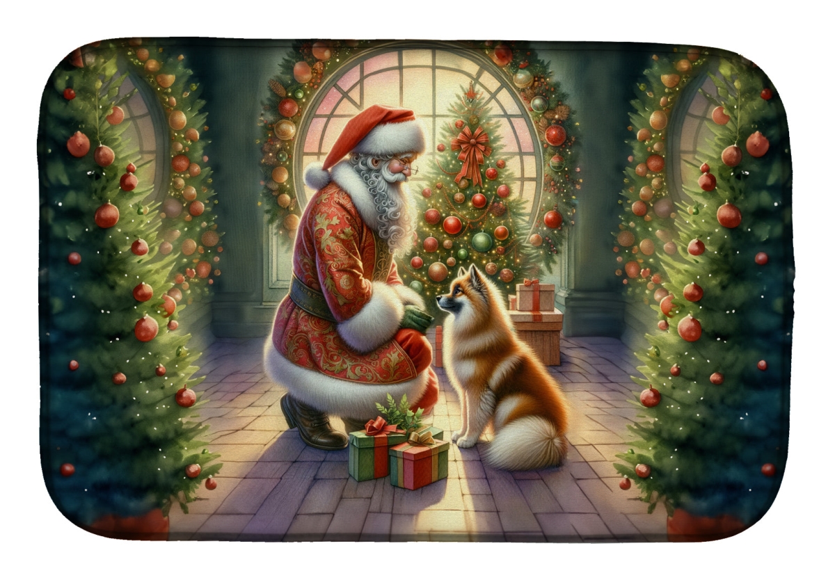 Picture of Carolines Treasures DAC4110DDM 21 x 14 in. Unisex Finnish Spitz & Santa Claus Dish Drying Mat