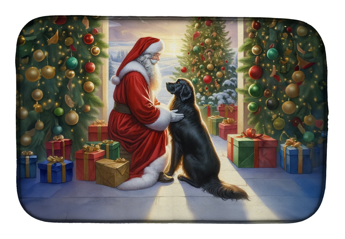 Picture of Carolines Treasures DAC4111DDM 21 x 14 in. Unisex Flat-Coated Retriever & Santa Claus Dish Drying Mat