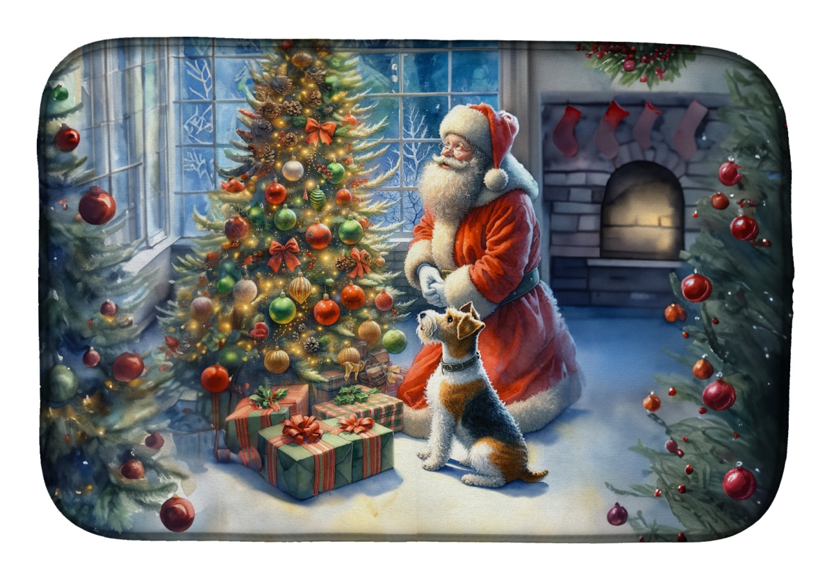 Picture of Carolines Treasures DAC4112DDM 21 x 14 in. Unisex Fox Terrier & Santa Claus Dish Drying Mat