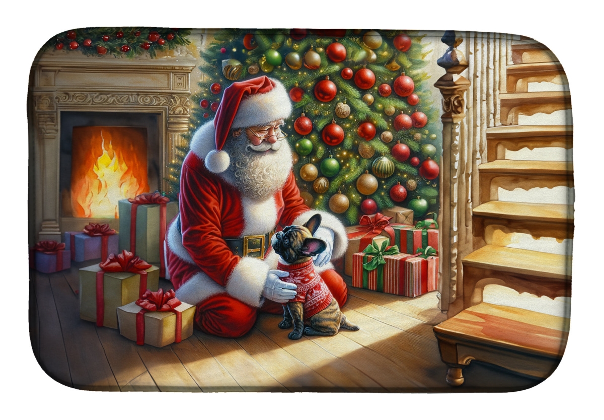 Picture of Carolines Treasures DAC4113DDM 21 x 14 in. Unisex French Bulldog & Santa Claus Dish Drying Mat