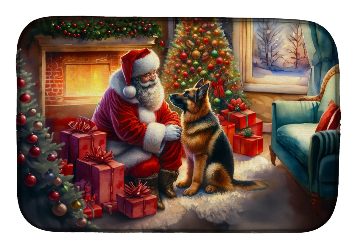 Picture of Carolines Treasures DAC4114DDM 21 x 14 in. Unisex German Shepherd & Santa Claus Dish Drying Mat