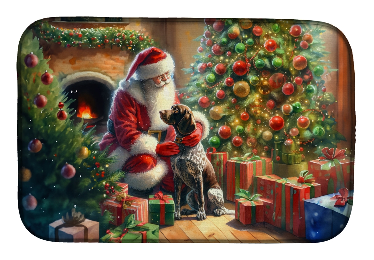 Picture of Carolines Treasures DAC4115DDM 21 x 14 in. Unisex German Shorthaired Pointer & Santa Claus Dish Drying Mat