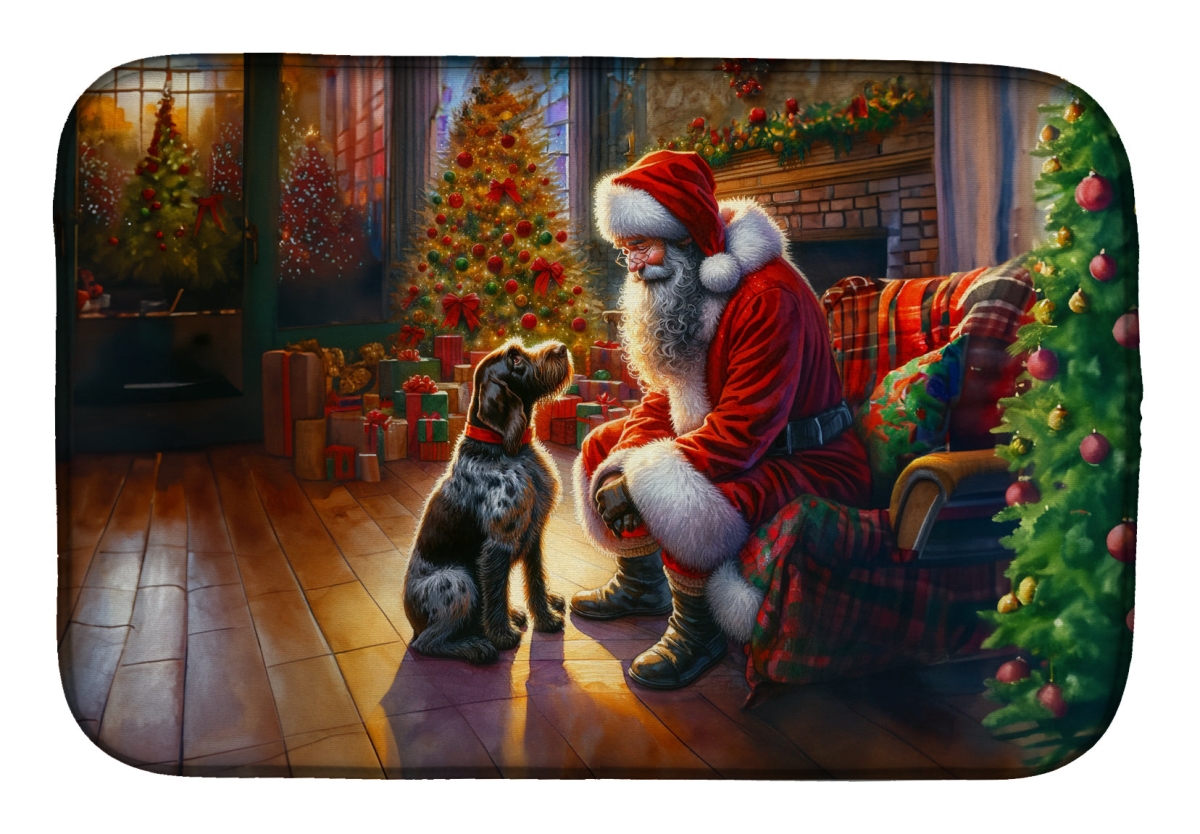 Picture of Carolines Treasures DAC4116DDM 21 x 14 in. Unisex German Wirehaired Pointer & Santa Claus Dish Drying Mat
