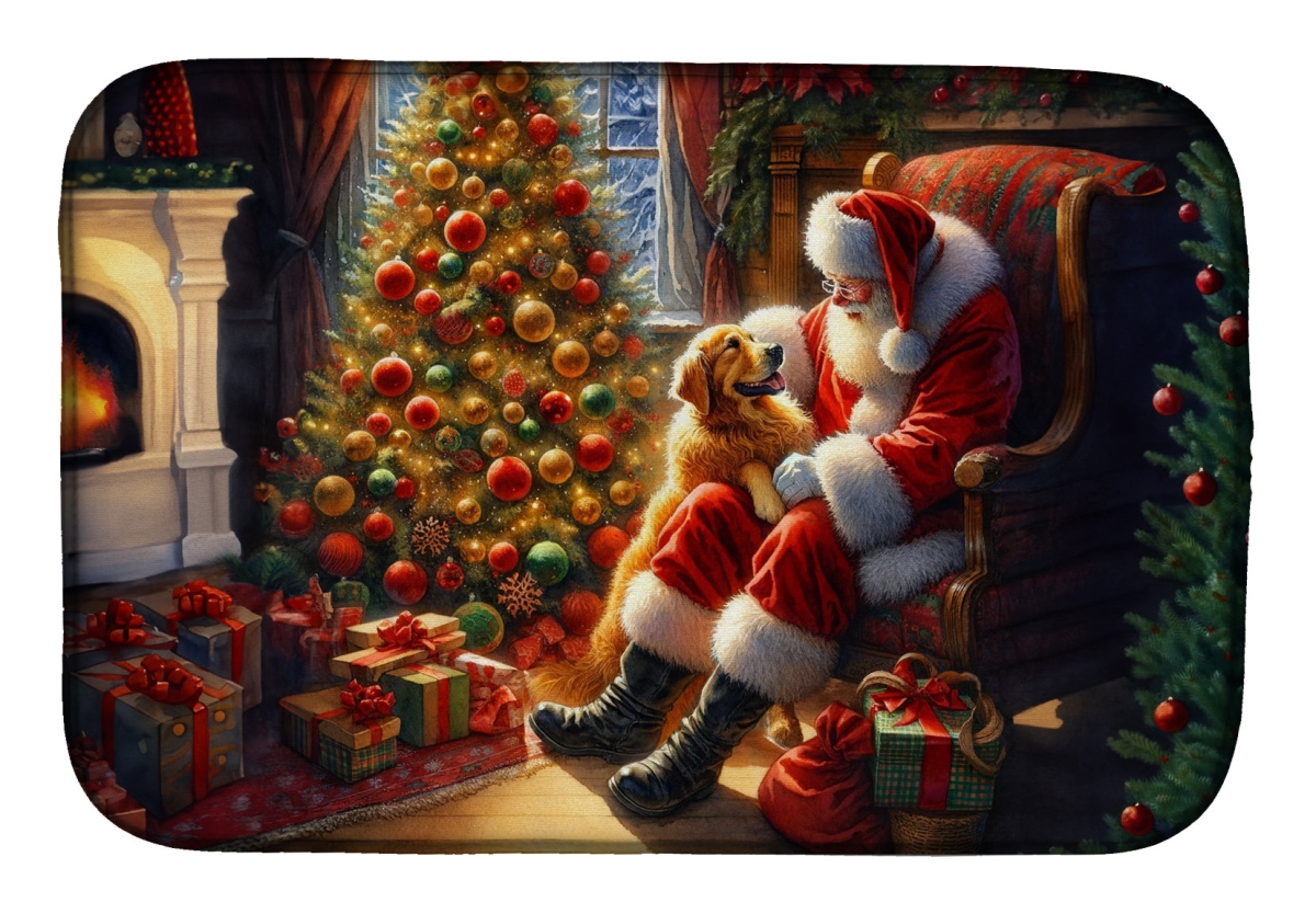 Picture of Carolines Treasures DAC4117DDM 21 x 14 in. Unisex Golden Retriever & Santa Claus Dish Drying Mat