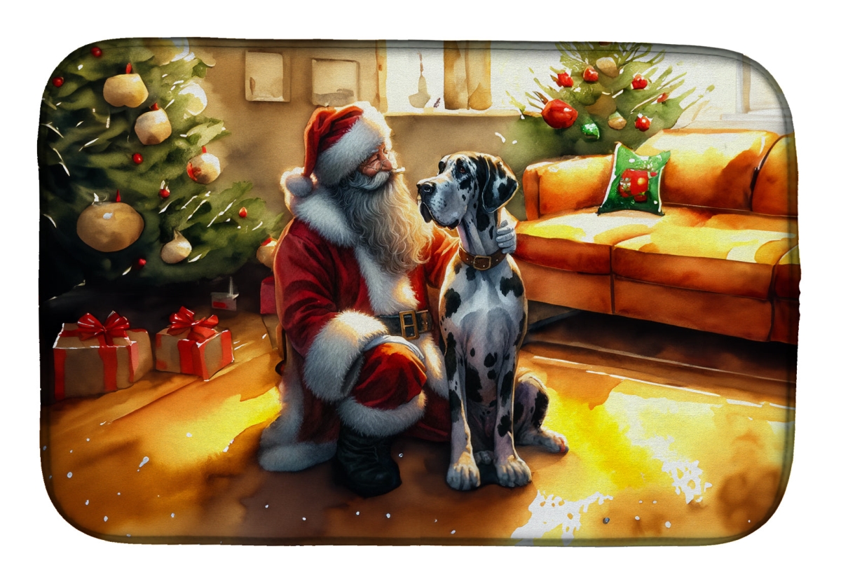Picture of Carolines Treasures DAC4119DDM 21 x 14 in. Unisex Great Dane & Santa Claus Dish Drying Mat