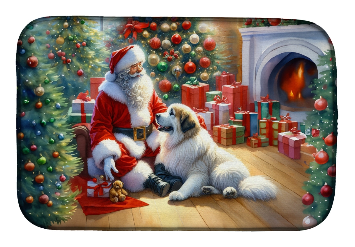 Picture of Carolines Treasures DAC4120DDM 21 x 14 in. Unisex Great Pyrenees & Santa Claus Dish Drying Mat