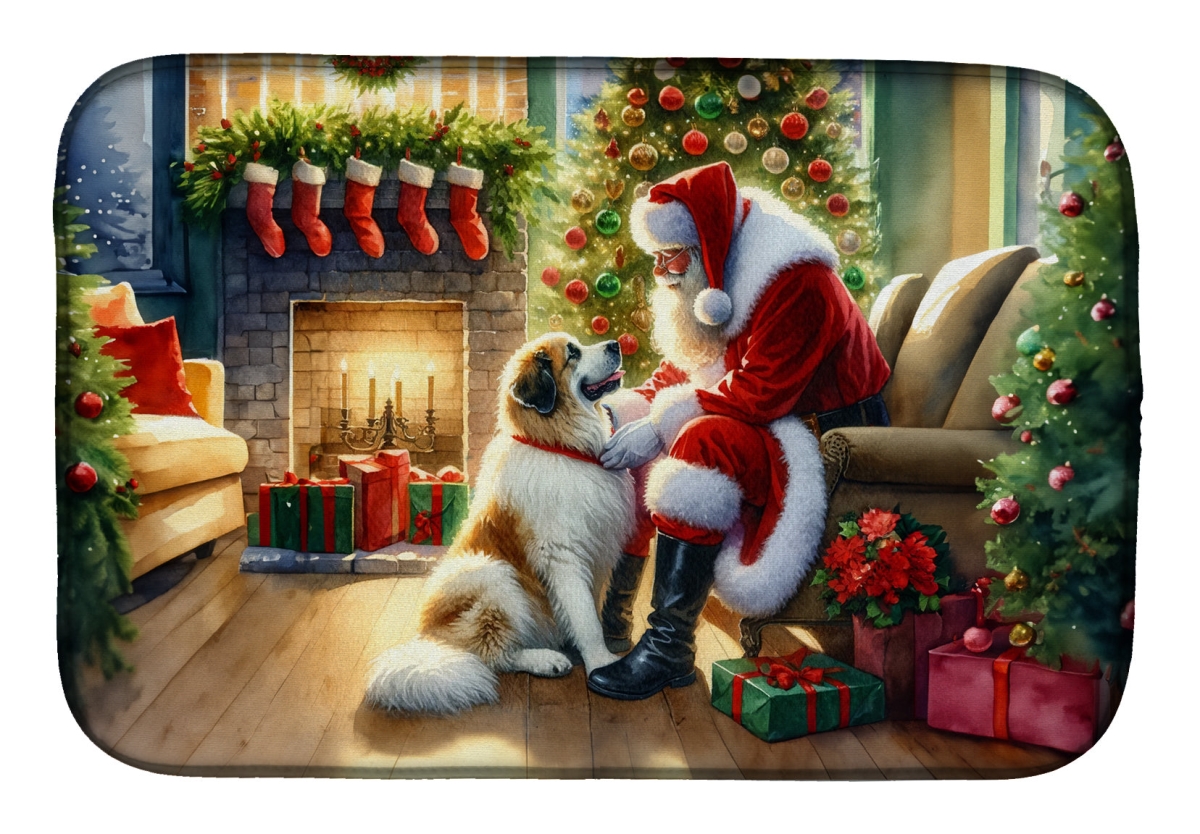 Picture of Carolines Treasures DAC4121DDM 21 x 14 in. Unisex Great Pyrenees & Santa Claus Dish Drying Mat