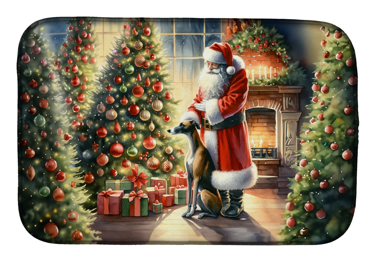 Picture of Carolines Treasures DAC4123DDM 21 x 14 in.  Greyhound &amp; Santa Claus Dish Drying Mat