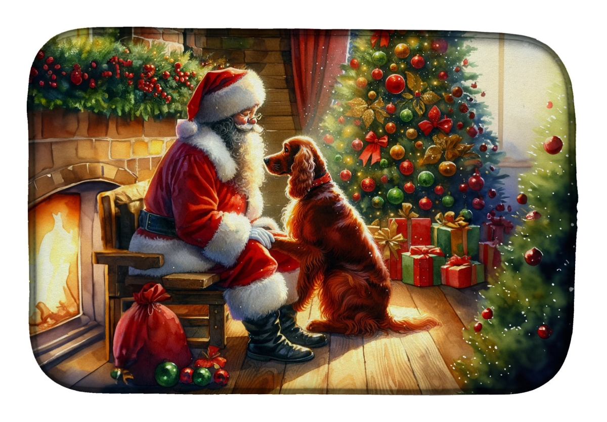 Picture of Carolines Treasures DAC4125DDM 21 x 14 in. Unisex Irish Setter & Santa Claus Dish Drying Mat