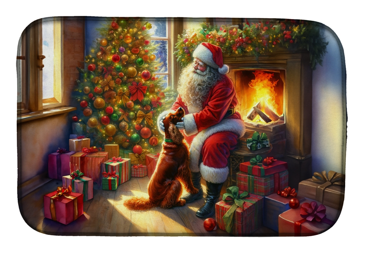 Picture of Carolines Treasures DAC4126DDM 21 x 14 in. Unisex Irish Setter & Santa Claus Dish Drying Mat