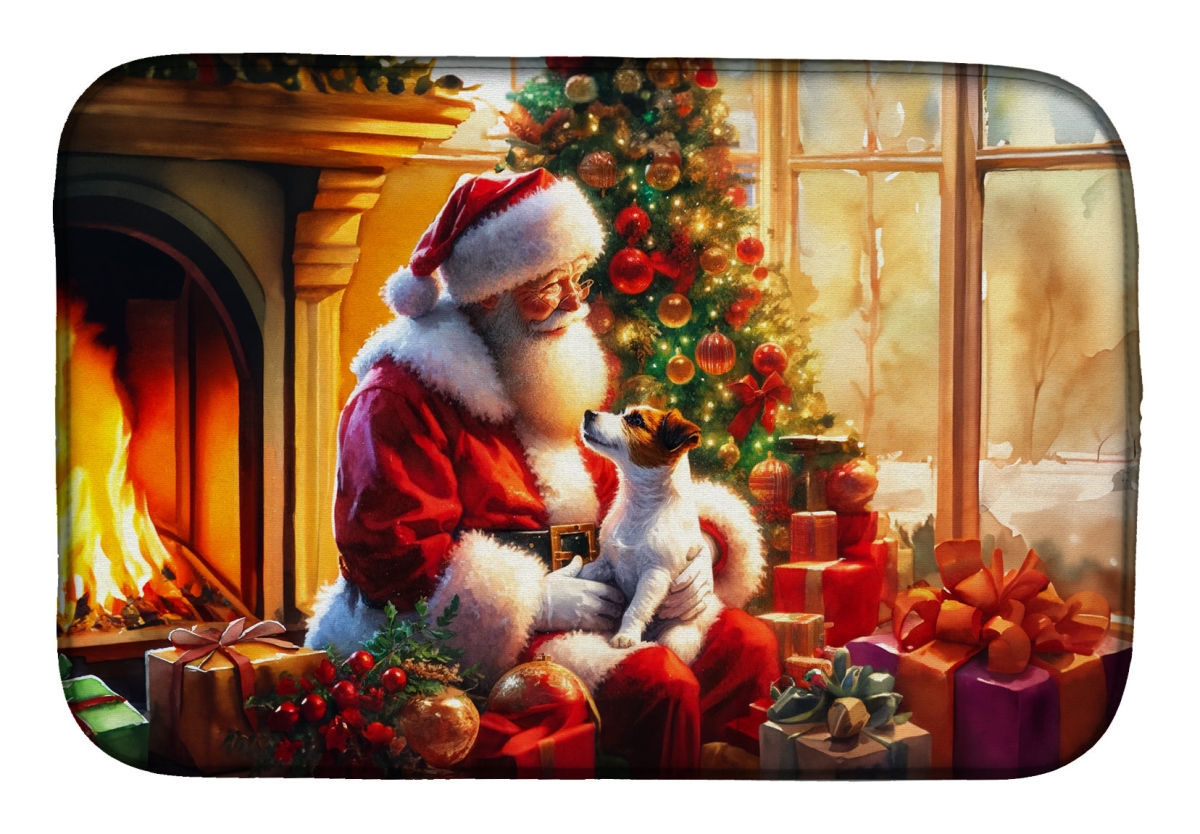 Picture of Carolines Treasures DAC4128DDM 21 x 14 in. Unisex Jack Russell Terrier & Santa Claus Dish Drying Mat