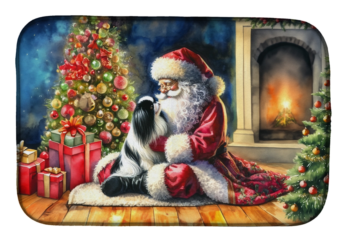 Picture of Carolines Treasures DAC4129DDM 21 x 14 in. Unisex Japanese Chin & Santa Claus Dish Drying Mat