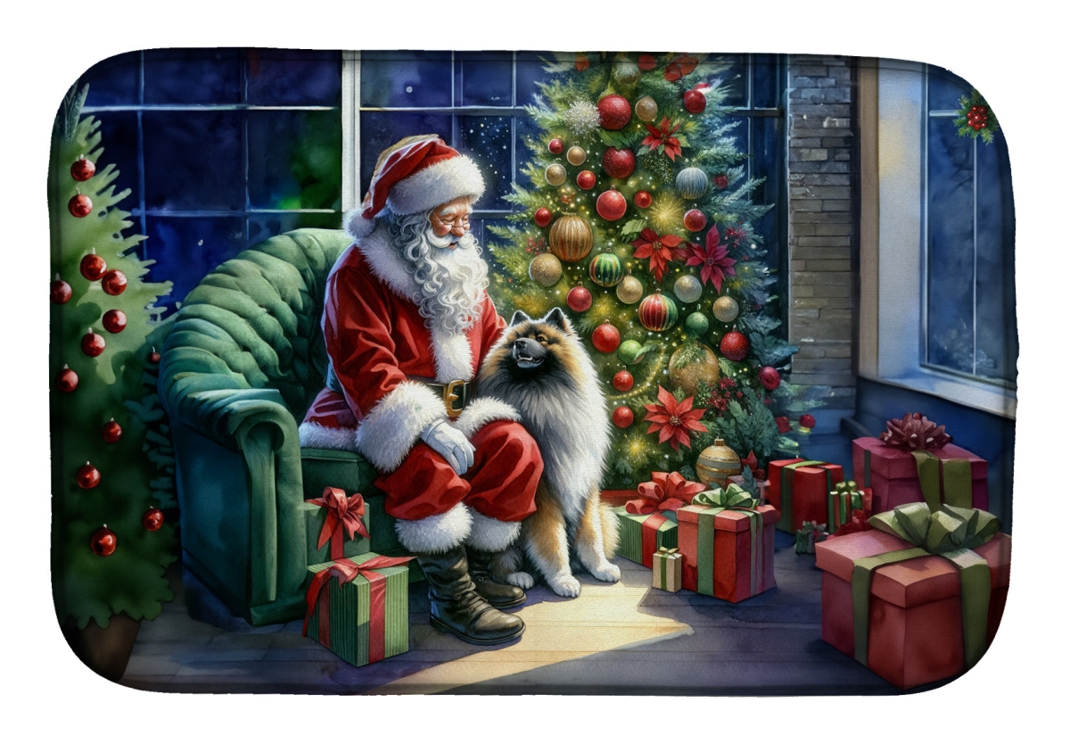 Picture of Carolines Treasures DAC4130DDM 21 x 14 in.  Keeshond &amp; Santa Claus Dish Drying Mat
