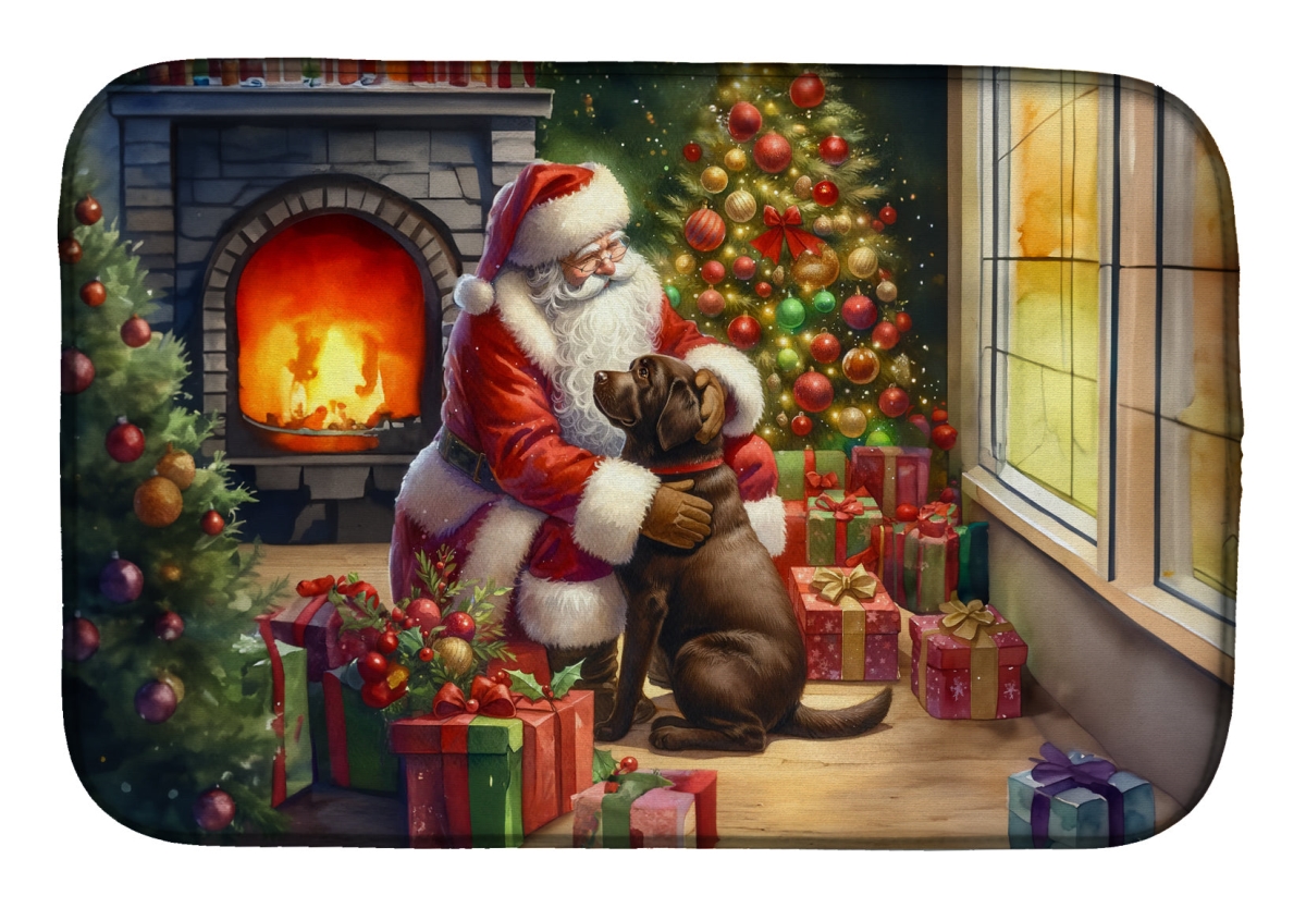 Picture of Carolines Treasures DAC4133DDM 21 x 14 in. Unisex Labrador Retriever & Santa Claus Dish Drying Mat