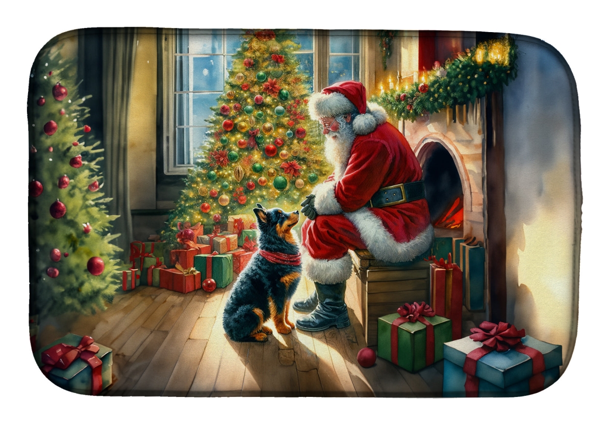 Picture of Carolines Treasures DAC4136DDM 21 x 14 in. Unisex Lancashire Heeler & Santa Claus Dish Drying Mat