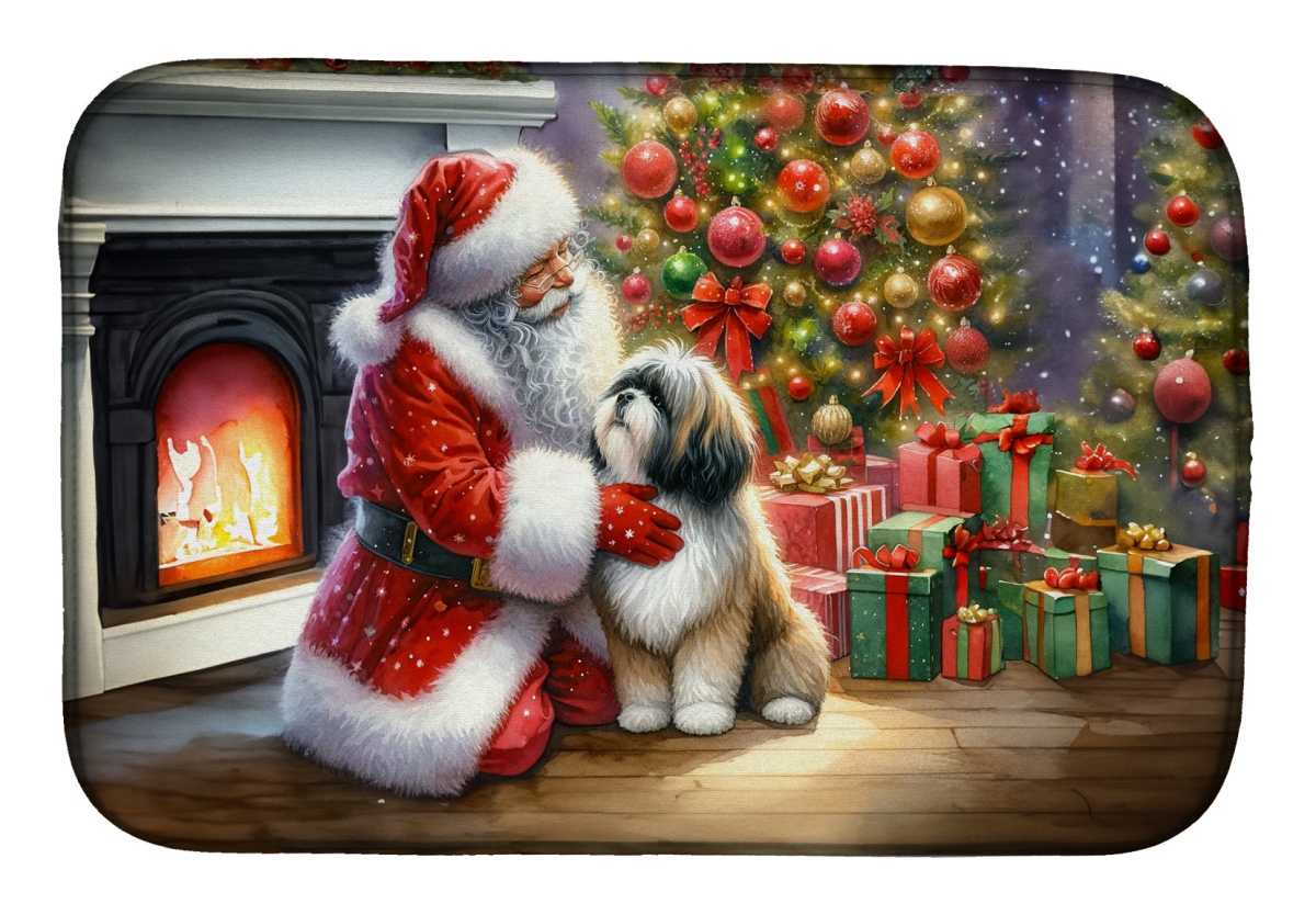 Picture of Carolines Treasures DAC4138DDM 21 x 14 in. Unisex Lhasa Apso & Santa Claus Dish Drying Mat