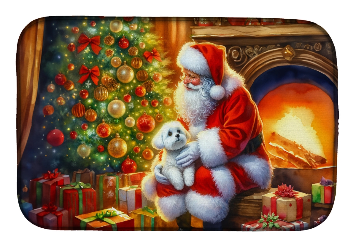 Picture of Carolines Treasures DAC4139DDM 21 x 14 in.  Maltese &amp; Santa Claus Dish Drying Mat