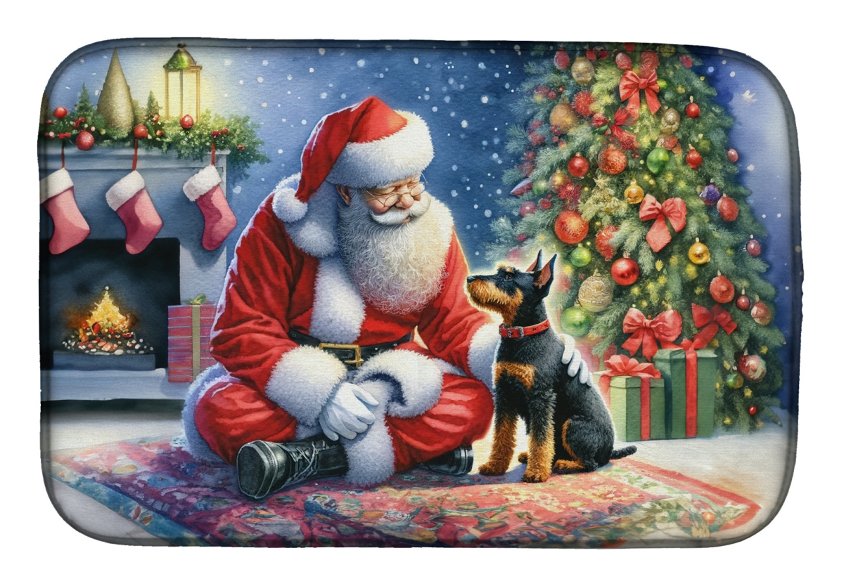 Picture of Carolines Treasures DAC4140DDM 21 x 14 in. Unisex Manchester Terrier & Santa Claus Dish Drying Mat