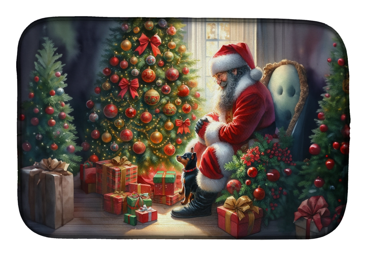 Picture of Carolines Treasures DAC4142DDM 21 x 14 in. Unisex Miniature Pinscher & Santa Claus Dish Drying Mat