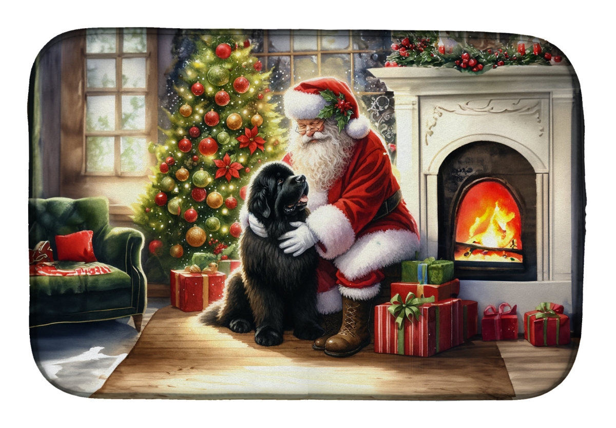Picture of Carolines Treasures DAC4143DDM 21 x 14 in.  foundland &amp; Santa Claus Dish Drying Mat