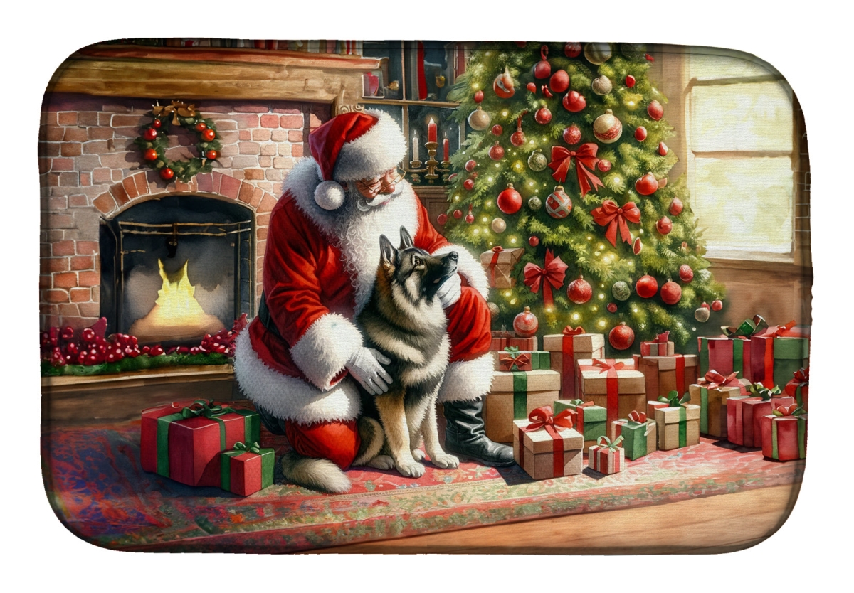Picture of Carolines Treasures DAC4145DDM 21 x 14 in. Unisex Norwegian Elkhound & Santa Claus Dish Drying Mat