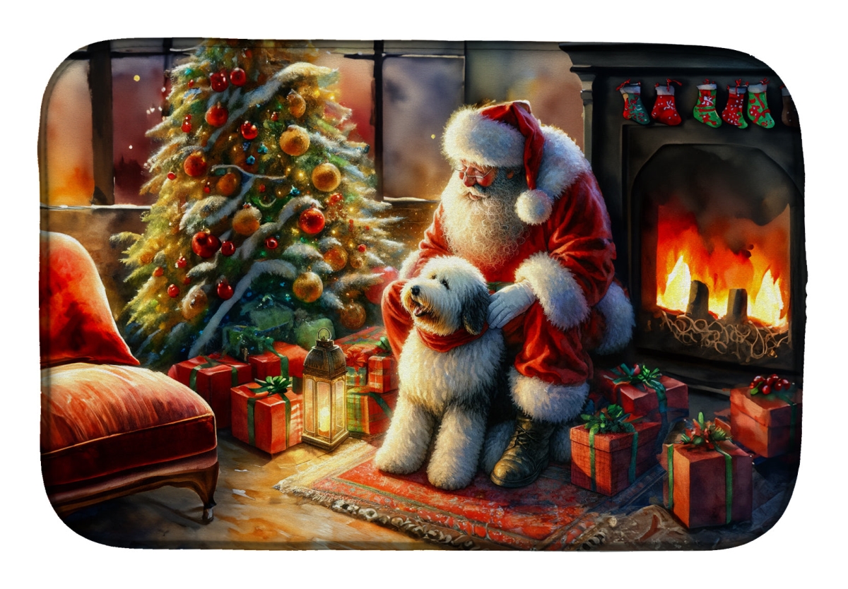 Picture of Carolines Treasures DAC4146DDM 21 x 14 in. Unisex Old English Sheepdog & Santa Claus Dish Drying Mat