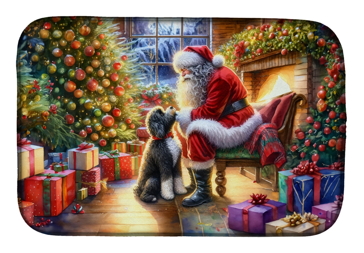 Picture of Carolines Treasures DAC4147DDM 21 x 14 in. Unisex Portuguese Water Dog & Santa Claus Dish Drying Mat