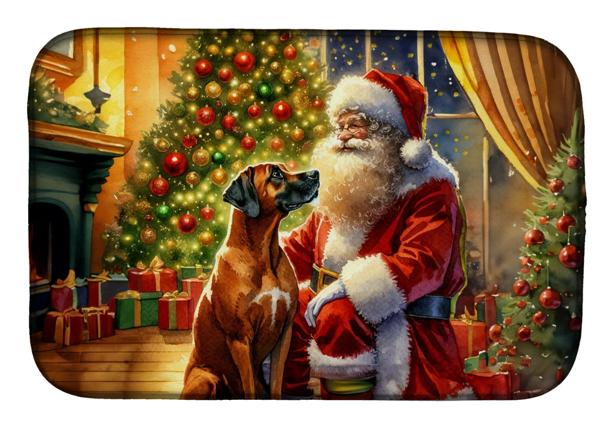 Picture of Carolines Treasures DAC4150DDM 21 x 14 in. Unisex Rhodesian Ridgeback & Santa Claus Dish Drying Mat