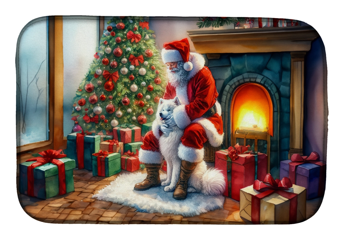 Picture of Carolines Treasures DAC4152DDM 21 x 14 in.  Samoyed &amp; Santa Claus Dish Drying Mat
