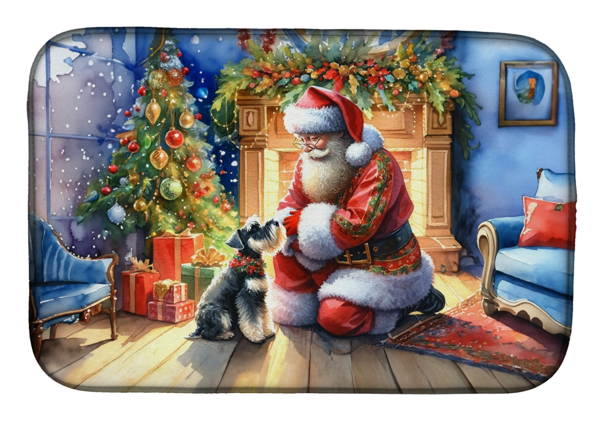 Picture of Carolines Treasures DAC4153DDM 21 x 14 in.  Schnauzer &amp; Santa Claus Dish Drying Mat