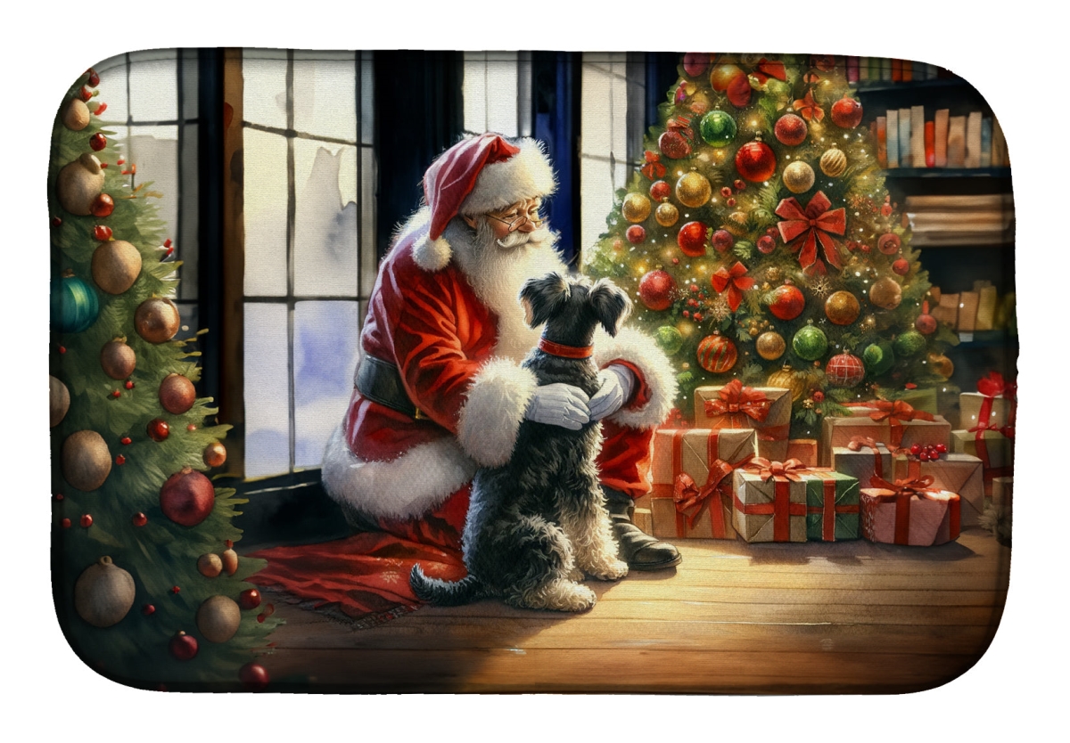 Picture of Carolines Treasures DAC4154DDM 21 x 14 in.  Schnauzer &amp; Santa Claus Dish Drying Mat