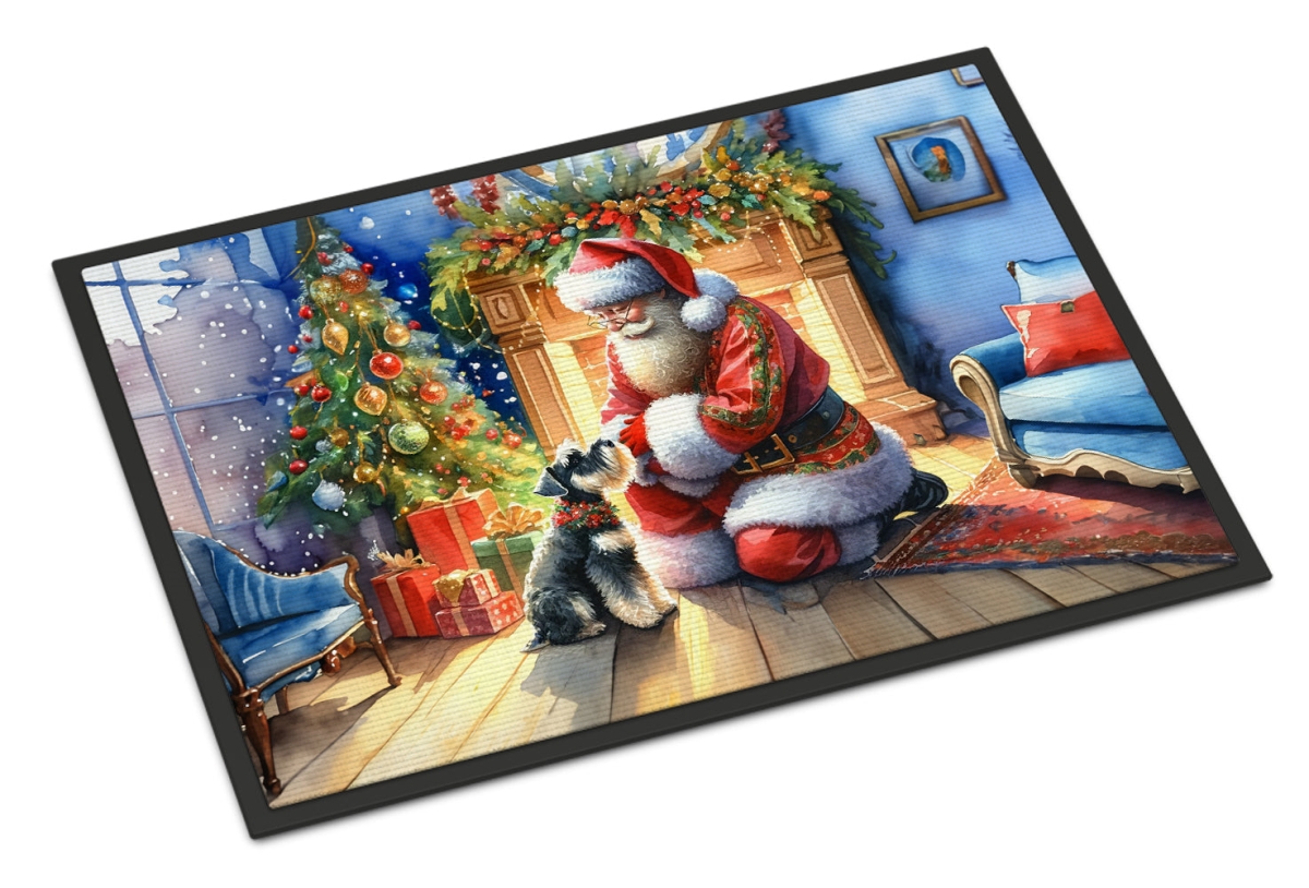 18 x 27 in. Unisex Schnauzer & Santa Claus Doormat