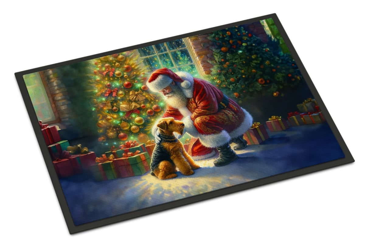 DAC4055JMAT 24 x 36 in. Unisex Airedale Terrier & Santa Claus Doormat