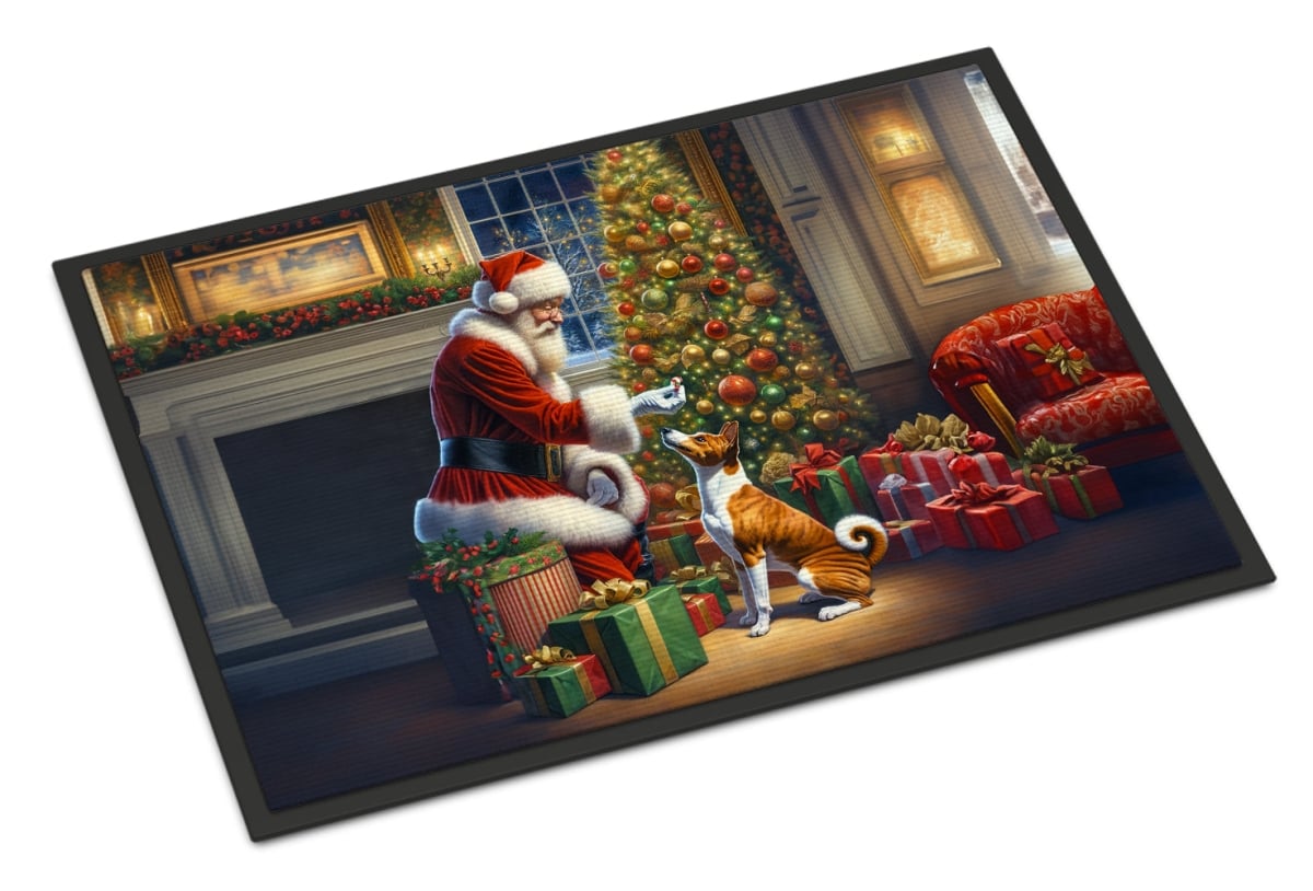 24 x 36 in. Unisex Basenji & Santa Claus Doormat