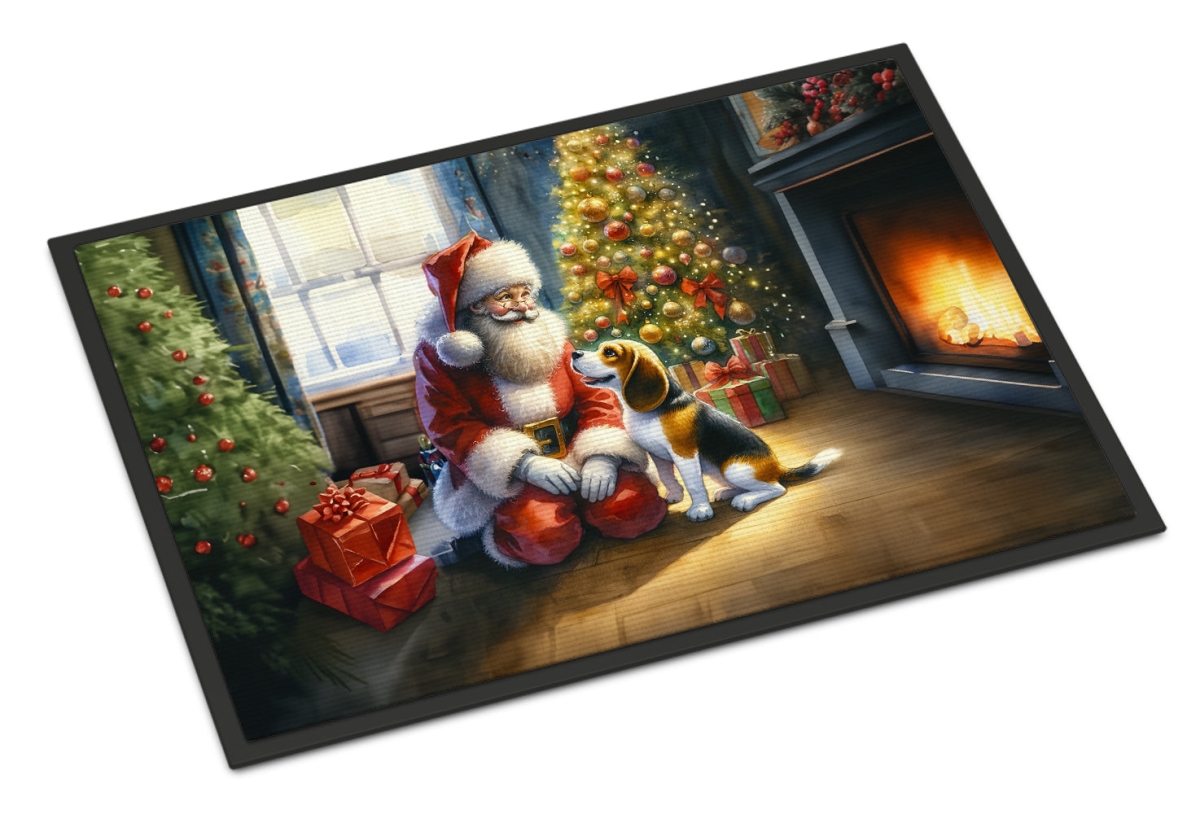 24 x 36 in. Unisex Beagle & Santa Claus Doormat