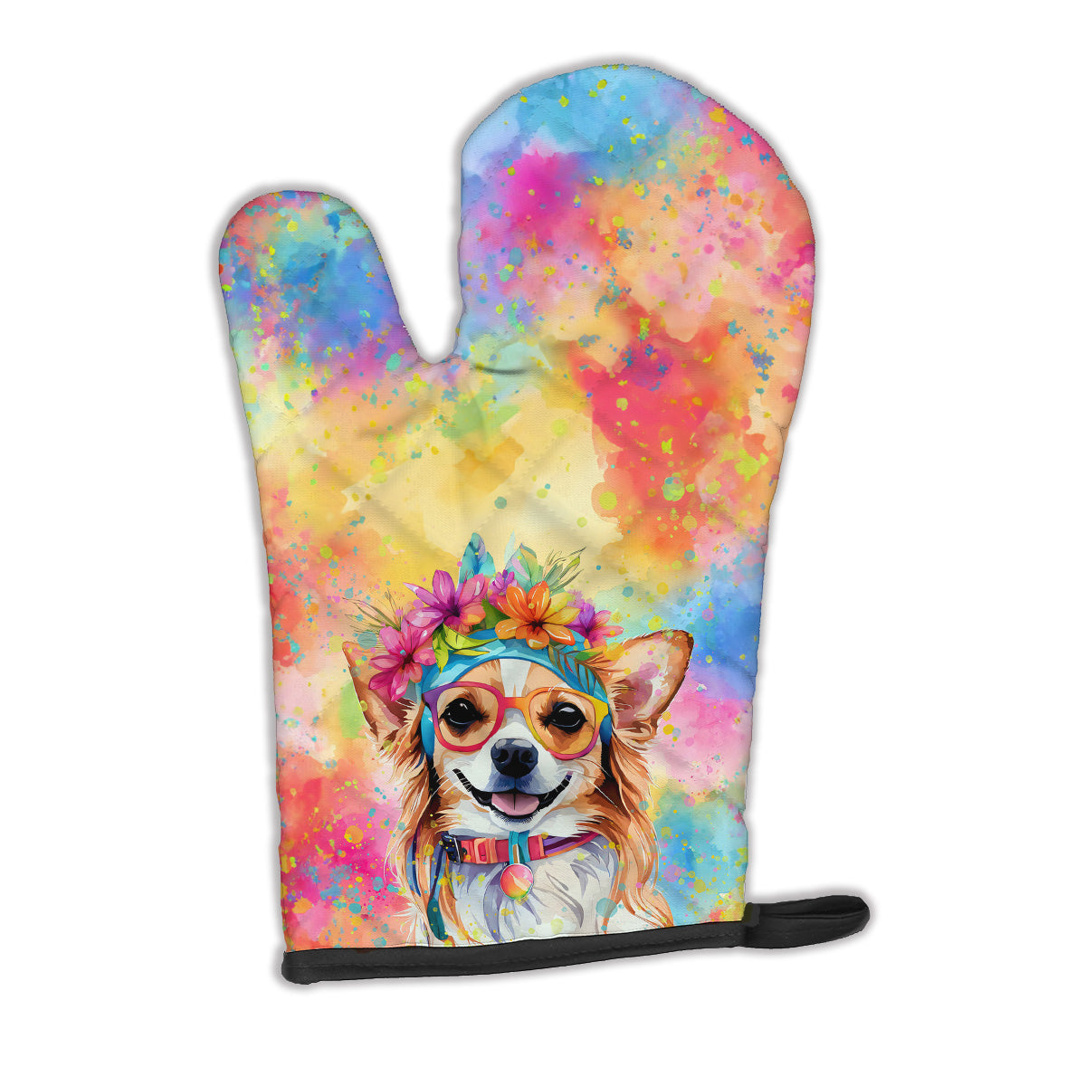 12 x 8.5 in. Unisex Chihuahua Hippie Dawg Polyester Oven Mitt