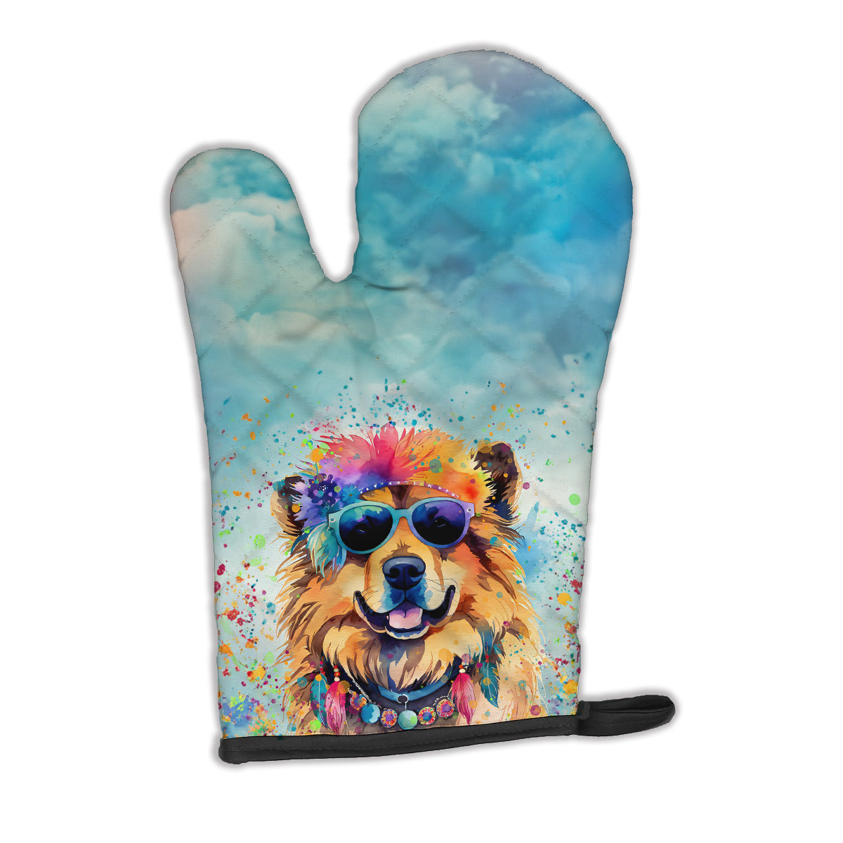12 x 8.5 in. Unisex Chow Chow Hippie Dawg Polyester Oven Mitt