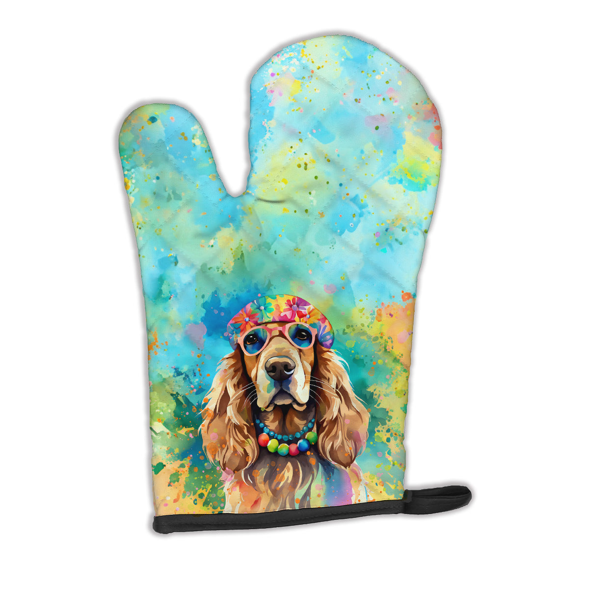 12 x 8.5 in. Unisex Cocker Spaniel Hippie Dawg Polyester Oven Mitt