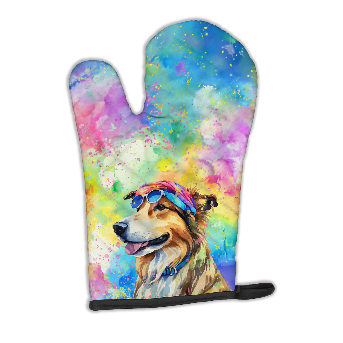 12 x 8.5 in. Unisex Collie Hippie Dawg Polyester Oven Mitt
